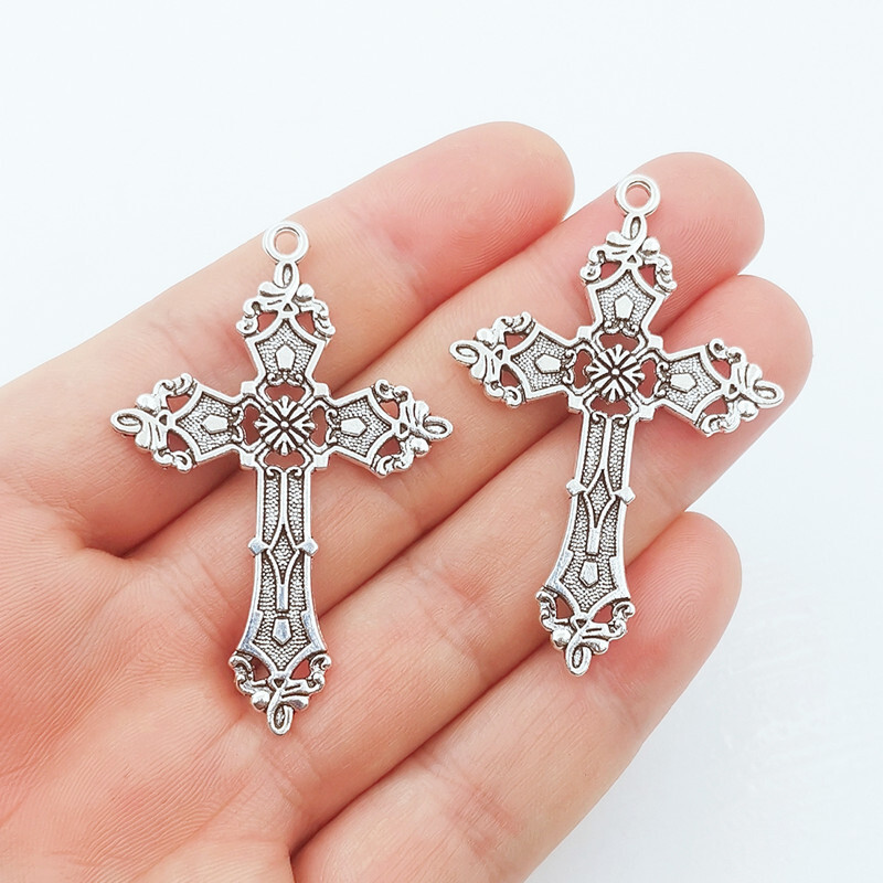 2024 Нови модерни обеци с висулка с кръст за жени Барокова мода Винтидж висяща готическа огърлица Религиозни бижута Подарък