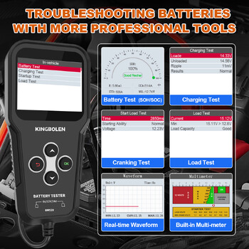 KINGBOLEN BM520 6V 12V 24V Δοκιμή μπαταρίας αυτοκινήτου Εργαλείο δοκιμής συστήματος μπαταρίας φορτηγού 12 Volts Αναλυτής μπαταρίας Δοκιμή στρόφαλου PK KW600