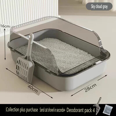 Kačių kraiko dėžė kačių tualetas Kitty smėlio dėžė Pusiau uždara aukšta pusė purslams atspari naminių gyvūnėlių lova su kraiko kaušeliu kačių valymo priemonėmis