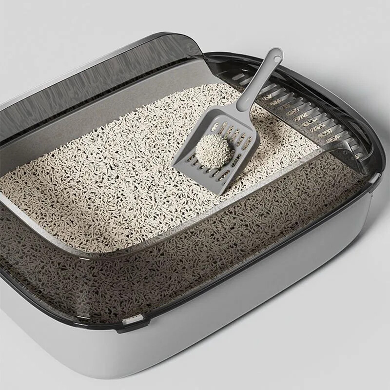 Kačių kraiko dėžė kačių tualetas Kitty smėlio dėžė Pusiau uždara aukšta pusė purslams atspari naminių gyvūnėlių lova su kraiko kaušeliu kačių valymo priemonėmis