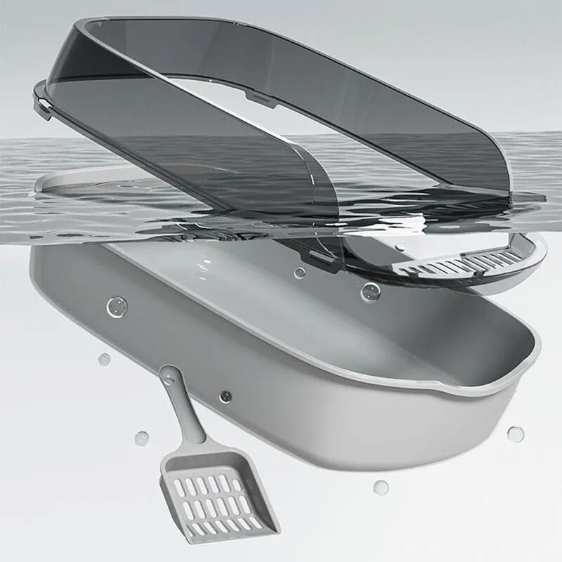 Kačių kraiko dėžė kačių tualetas Kitty smėlio dėžė Pusiau uždara aukšta pusė purslams atspari naminių gyvūnėlių lova su kraiko kaušeliu kačių valymo priemonėmis