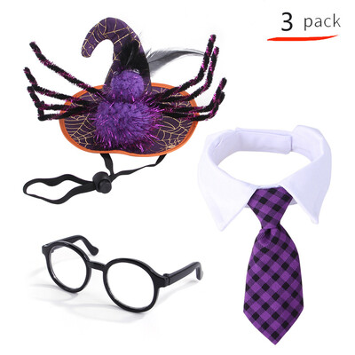 Helovino naminis šuo, kepuraitė, šaliko rinkinys Moliūgų kaukolė Pet Bandanas šunų katė Juokingas šventinis rinkinys naminių gyvūnėlių reikmenys vakarėlio fotografijos reikmenys