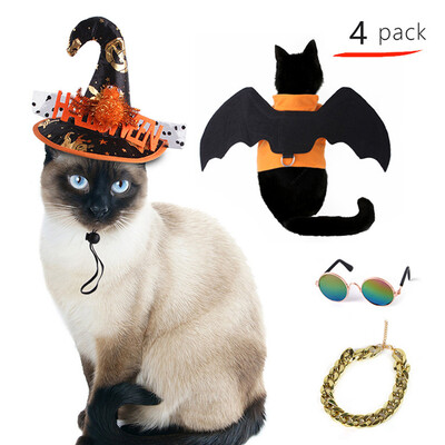 Helovino naminis šuo, kepuraitė, šaliko rinkinys Moliūgų kaukolė Pet Bandanas šunų katė Juokingas šventinis rinkinys naminių gyvūnėlių reikmenys vakarėlio fotografijos reikmenys