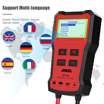 ANCEL BST100 Car Battery Tester 12V 220Ah 2000CCA Multilingual Test Battery Tool for Car Cranking Charging Test PK BM550