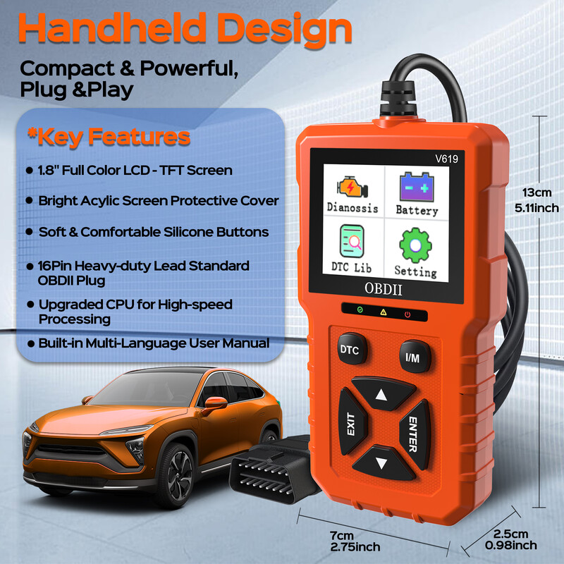 OBD2 skaitytuvo diagnostikos įrankis, variklio kodo skaitytuvas su atstatymu, automobilio kodų skaitytuvai ir nuskaitymo įrankiai visoms OBDII / EOBD transporto priemonėms