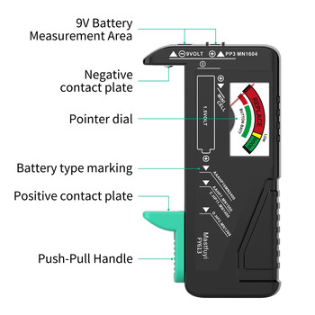 Тестер за батерии MASTFUYI 1.5V 9V AA AAA Button Cell Универсален детектор за проверка на домакински батерии Диагностичен инструмент FY613