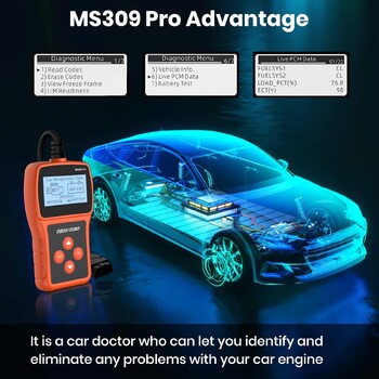 MS309 Pro OBD2 Scanner με Check Engine Code Reader, Battery Tester, Clear Fault Codes, OBDII Scanner Diagnostic Tool for Car