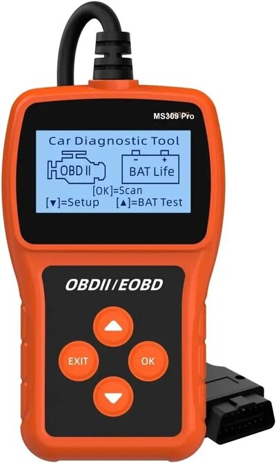 MS309 Pro OBD2 skaitytuvas su variklio kodo skaitytuvu, akumuliatoriaus testeriu, išvalykite gedimų kodus, OBDII skaitytuvo diagnostikos įrankį automobiliui