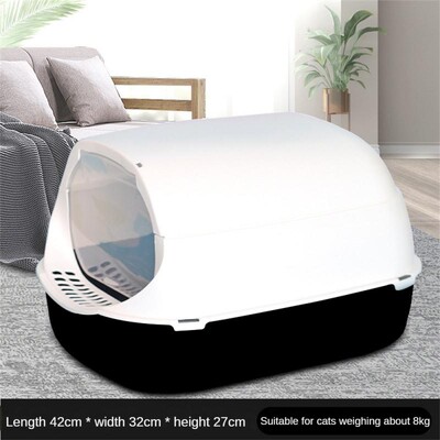 Naminių gyvūnėlių kraiko dėžutė Visiškai uždara, nepralaidi dezodorantas kačių tualetas, dvipusis kastuvas, didelės talpos kačių kraiko dėžutės smėlio dėžė katėms