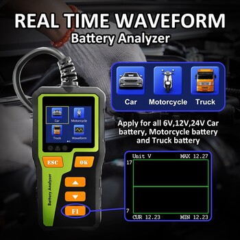 1 τεμάχιο BT-30 Battery Tester Load Tester Ελεγκτής μπαταρίας αυτοκινήτου Μαύρο & πράσινο ABS Ψηφιακός αναλυτής μπαταριών αυτοκινήτου για τις περισσότερες μπαταρίες