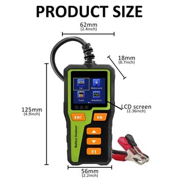 1 τεμάχιο BT-30 Battery Tester Load Tester Ελεγκτής μπαταρίας αυτοκινήτου Μαύρο & πράσινο ABS Ψηφιακός αναλυτής μπαταριών αυτοκινήτου για τις περισσότερες μπαταρίες