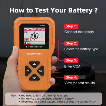 Car Battery Tester 100-2000 CCA Car Battery System Analyzer 6V 12V 24V Car Battery Tool BM550 Battery Testing Tool