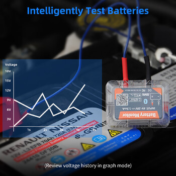 QUICKLYNKS BM6 12V тестер за автомобилна батерия Монитор за Bluetooth батерия Здраве Анализатор на натоварването на батерията за литиеви и оловно-киселинни батерии