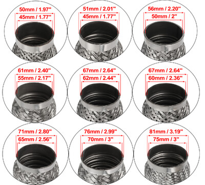 X Autohaux 45/50/55/65/70/75mm auto summuti väljalasketoru painduv toru painduv toru väljalaskeühenduse summuti roostevaba teras 160 mm 200 mm