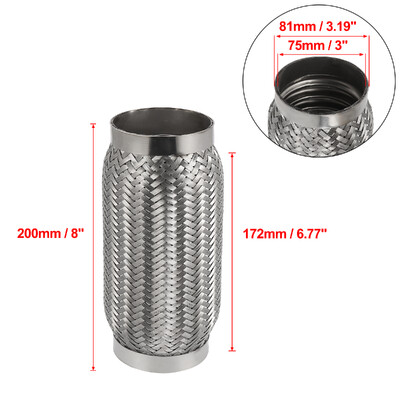 X Autohaux 45/50/55/65/70/75mm automobilio duslintuvas išmetimo lankstus vamzdis lankstus vamzdelis išmetimo jungties duslintuvas nerūdijantis plienas 160mm 200mm