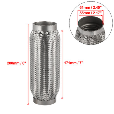 X Autohaux 45/50/55/65/70/75mm automobilio duslintuvas išmetimo lankstus vamzdis lankstus vamzdelis išmetimo jungties duslintuvas nerūdijantis plienas 160mm 200mm