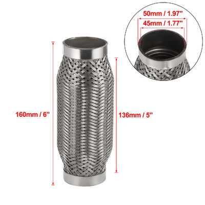 X Autohaux 45/50/55/65/70/75mm automobilio duslintuvas išmetimo lankstus vamzdis lankstus vamzdelis išmetimo jungties duslintuvas nerūdijantis plienas 160mm 200mm