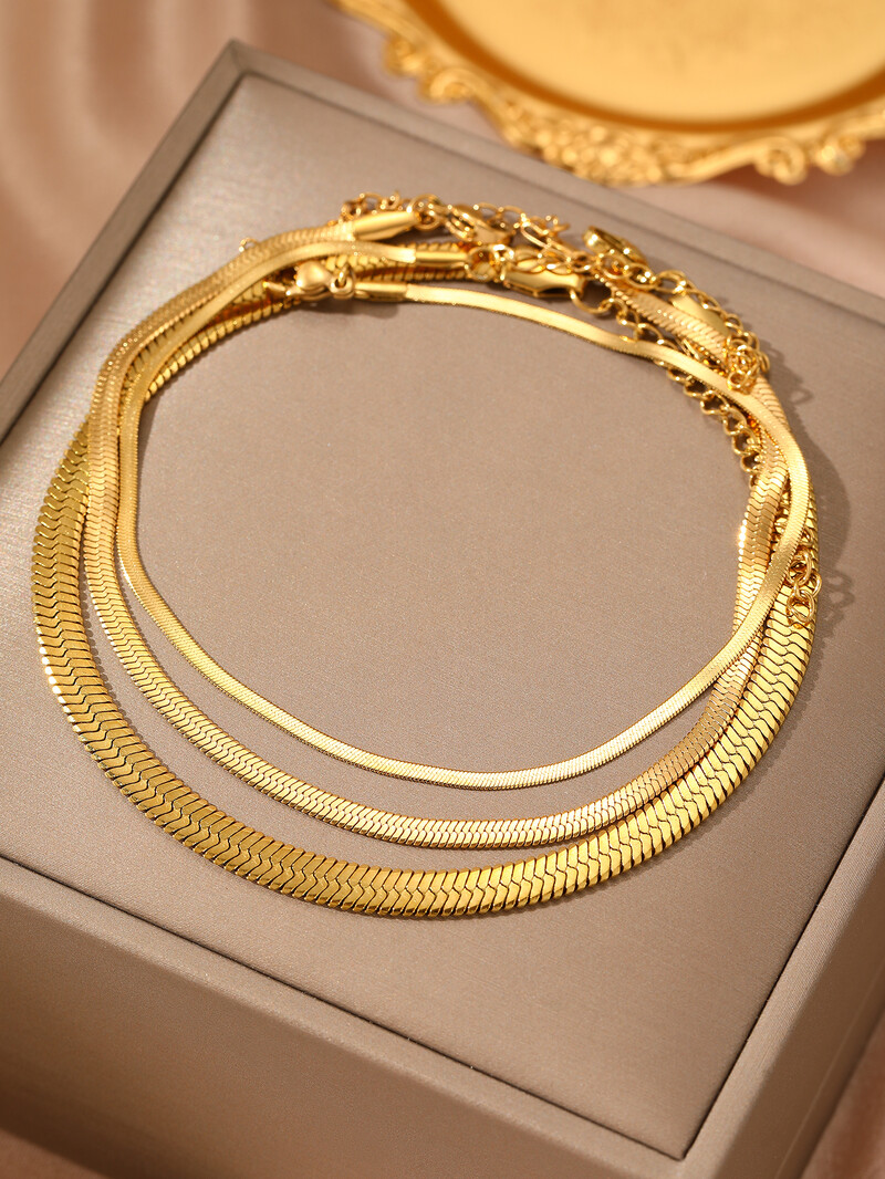 Nerūdijančio plieno kulkšnis 3 dalių minimalistinio plokščio gyvatės grandinės dizaino Sense ankletas moterims papuošalai paplūdimio vakarėliui, nauji gatvės drabužiai