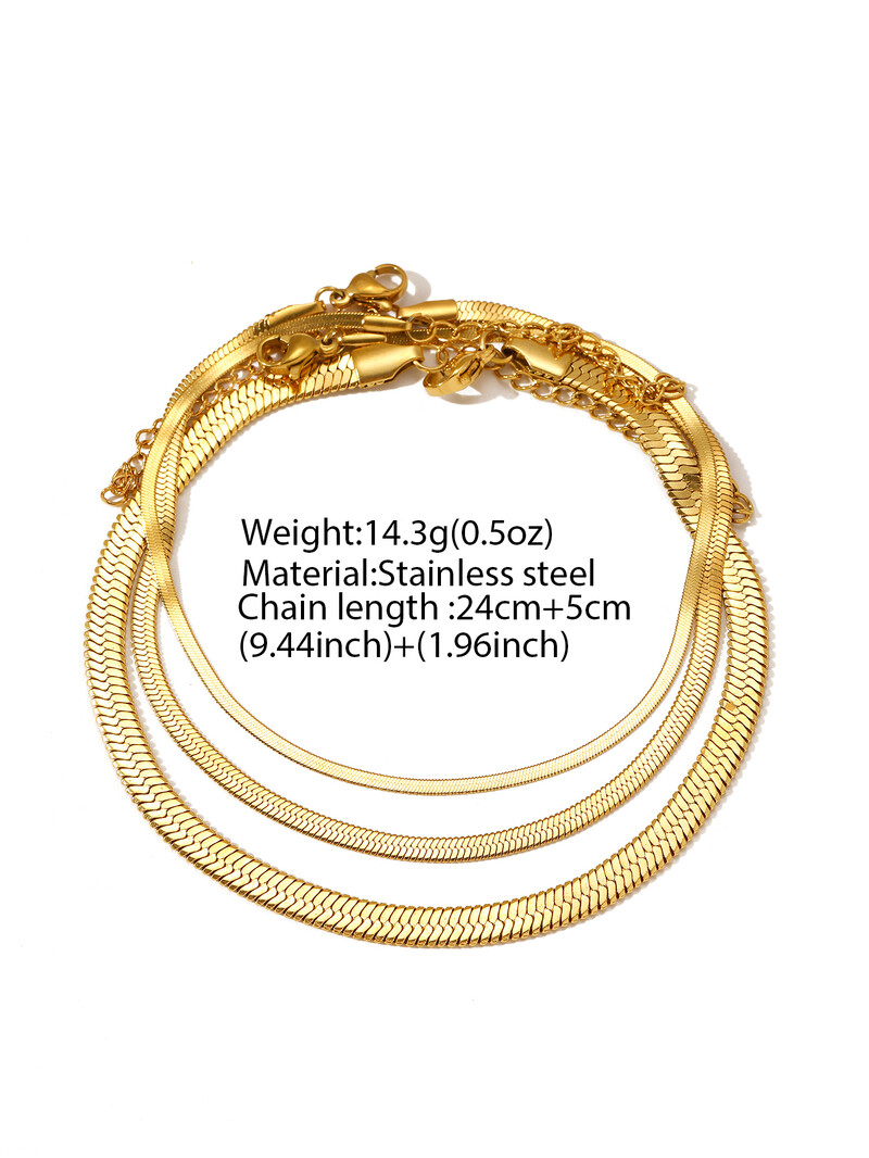 Nerūdijančio plieno kulkšnis 3 dalių minimalistinio plokščio gyvatės grandinės dizaino Sense ankletas moterims papuošalai paplūdimio vakarėliui, nauji gatvės drabužiai