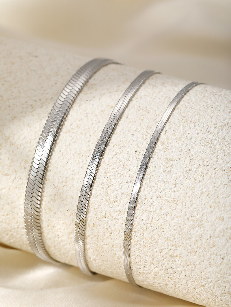 Nerūdijančio plieno kulkšnis 3 dalių minimalistinio plokščio gyvatės grandinės dizaino Sense ankletas moterims papuošalai paplūdimio vakarėliui, nauji gatvės drabužiai