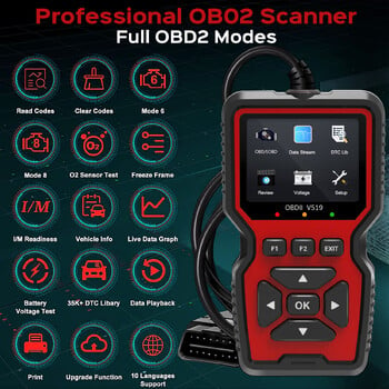 OBD2 Scanner Live Data Professional Mechanic OBDII Diagnostic Code Reader for Check Engine Light