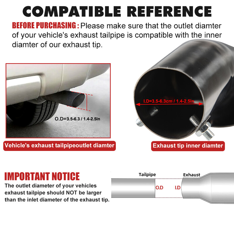 1 buc. Vârf tobă de eșapament universală, țeavă rotundă din oțel inoxidabil, coadă de evacuare cromată pentru Honda Civic 10th Gen 4dr Sedan 2016 2017