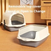 Kaķu pakaišu kaste Dezodorants Pilnībā slēgta liela izmēra kaķu tualete Īpaši liels, šļakatām necaurlaidīgs dezodorants, pārnēsājama kaķu smilšu kaste