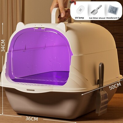 Kaķu pakaišu kaste Dezodorants Pilnībā slēgta liela izmēra kaķu tualete Īpaši liels, šļakatām necaurlaidīgs dezodorants, pārnēsājama kaķu smilšu kaste