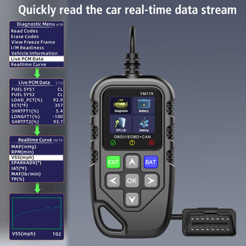 YM119 Инструмент за автомобилна автодиагностика OBD2 четец на кодове OBDII скенер Работи за всички автомобили Многоезично четене на информация за автомобила