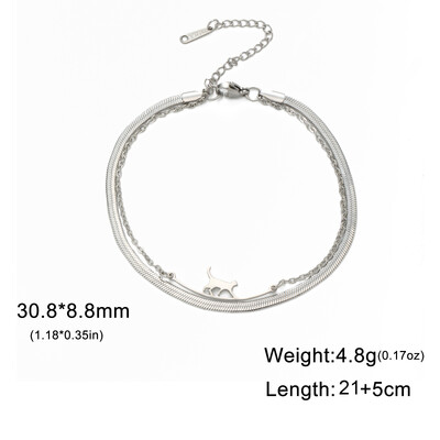 Kkjoy jauns vienkāršs nerūsējošā tērauda zelta krāsas kaķa pēdu ķēde dzīvnieku kuloni Čūsku ķēde potītes rotaslietas aksesuāri dzimšanas dienas dāvana