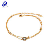 Lucky Eye Copper Circon Turkish Evil Eye Charm Potītes Regulējama Divslāņu Pēdas Ķēdes Potīte Sieviešu Meiteņu Pludmales Rotaslietas