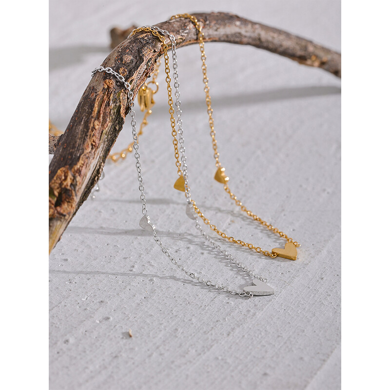 Yhpup rūsas necaurlaidīga nerūsējošā tērauda sirds ķēde Anklet zelta sudraba krāsā 18K PVD pārklājumu 2023. gada vasaras modes rotaslietas sievietēm