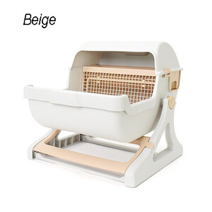 Lolojumdzīvnieku kaķu pakaišu kaste, pusautomātiska ātra tīrīšana Luksusa kaķu tualete iekštelpu kaķu smilšu kaste Kaķu tualetes paliktnis ar novelkamu vāku kaķu gultas pannas