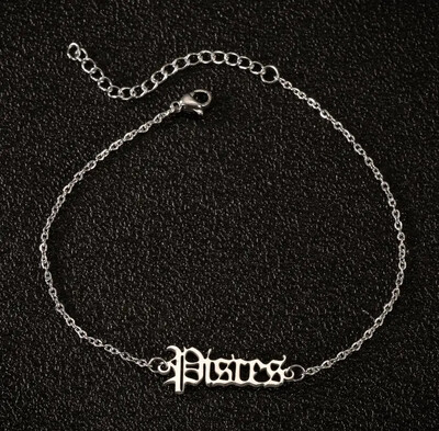 Zodiako ženklo pėdų grandinėlės apyrankė moterims Žvaigždyno nerūdijančio plieno vasaros paplūdimio kulkšnis Gimtadienio vakarėlio papuošalai Dovanos