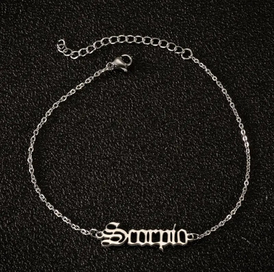 Zodiako ženklo pėdų grandinėlės apyrankė moterims Žvaigždyno nerūdijančio plieno vasaros paplūdimio kulkšnis Gimtadienio vakarėlio papuošalai Dovanos