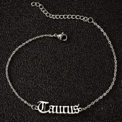 Zodiako ženklo pėdų grandinėlės apyrankė moterims Žvaigždyno nerūdijančio plieno vasaros paplūdimio kulkšnis Gimtadienio vakarėlio papuošalai Dovanos