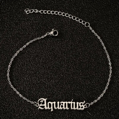 Zodiako ženklo pėdų grandinėlės apyrankė moterims Žvaigždyno nerūdijančio plieno vasaros paplūdimio kulkšnis Gimtadienio vakarėlio papuošalai Dovanos