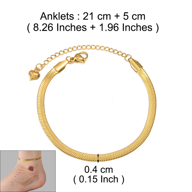 Anniyo 1vnt 21cm kulkšnys arba 16cm apyrankės moterims, nerūdijančio plieno papuošalai #000559
