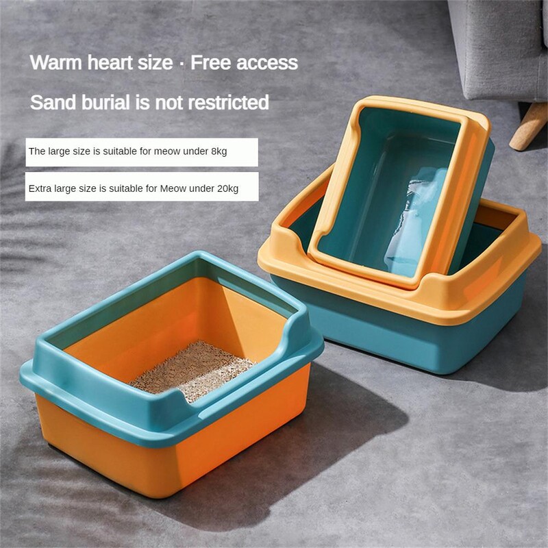 Kačių kraiko dėžutė kačių tualetas didelės talpos apsaugos nuo purslų naminių gyvūnėlių smėlio dėžė kačiuko padėklas Lovalynė Pet Cat WC valymo vonios praustuvo reikmenys