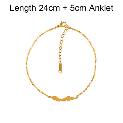 Anniyo 24cm + 5cm / Curacao žemėlapis moterų kulkšnies apyrankė mergaitėms, papuošalai iš nerūdijančio plieno #047521