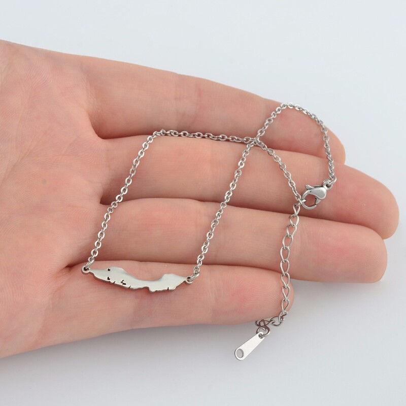 Anniyo 24cm + 5cm / Curacao žemėlapis moterų kulkšnies apyrankė mergaitėms, papuošalai iš nerūdijančio plieno #047521