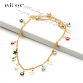 EVIL EYE Star Charm potītes rokassprādze zelta krāsas pēdu ķēde regulējama turku acu potītes modes rotaslietas sievietēm sievietēm EY6502