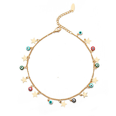 EVIL EYE Star Charm potītes rokassprādze zelta krāsas pēdu ķēde regulējama turku acu potītes modes rotaslietas sievietēm sievietēm EY6502