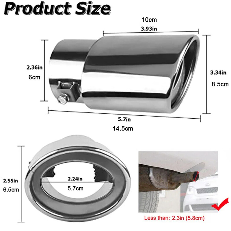 1 bucăți universale pentru mașină de evacuare auto vârf toba de eșapament țeavă din oțel inoxidabil ornamente cromate modificate mașină spate coadă gât garnitură accesorii