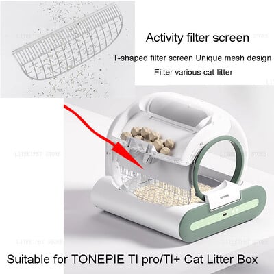 TONEPIE Kutija za mačji pijesak Uklonjiva stražnja ploča Filter mreža Učinkovit pijesak za TONEPIE TI PRO TI+ Dodaci za automatske WC školjke