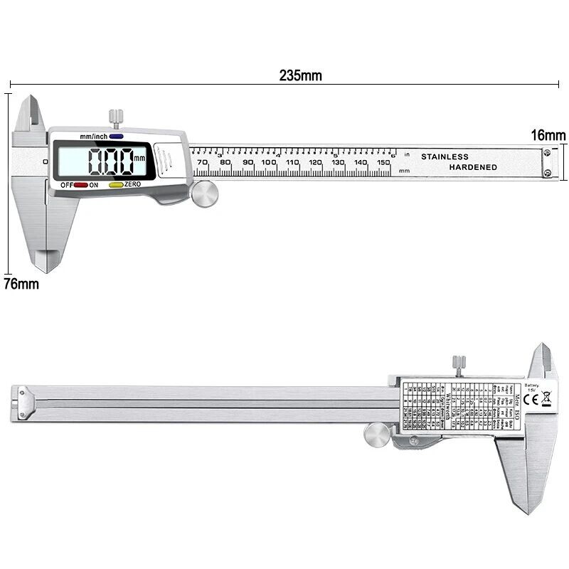 Matavimo įrankis nerūdijančio plieno skaitmeninis suportas 6 "150 mm Messschieber paquimetro matavimo priemonė Vernier Calipers