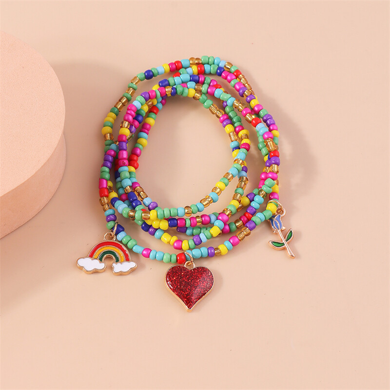 Bohemiški rankų darbo karoliukai kulkšnies apyrankė Meilė širdelė gėlė vaivorykštė pakabukai kulkšnių apyrankė moterims mergaitėms šventiniai papuošalai dovanos