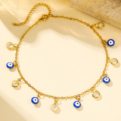 Nerūdijančio plieno kulkšnies populiarūs gaminiai Estetinė velnio akies pakabukų grandinėlė Minimalistinė kulkšnys moterims Papuošalai paplūdimio atostogos