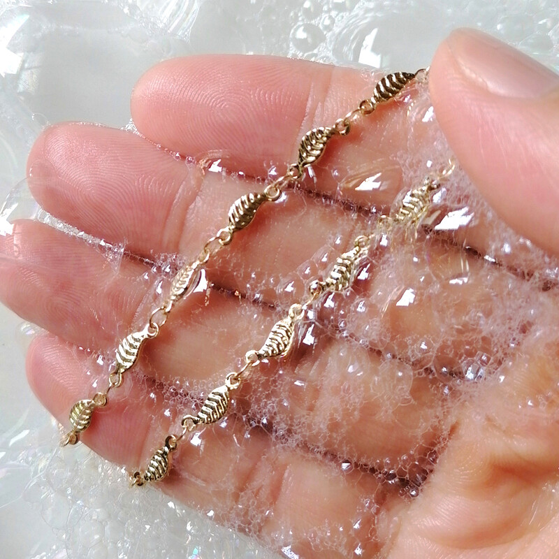 18 K apzeltīts nerūsējošā tērauda potītes sieviešu rotaslietas ar potītēm 23–28 cm dzirkstošās lapas Bling Bling piekariņš 9–11 collu