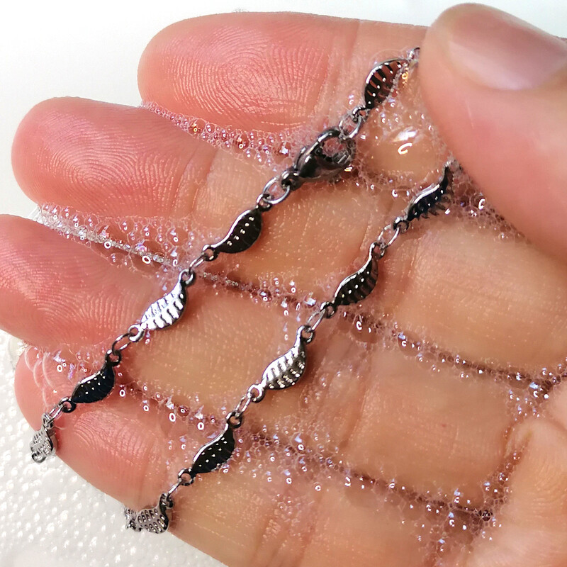 18 K apzeltīts nerūsējošā tērauda potītes sieviešu rotaslietas ar potītēm 23–28 cm dzirkstošās lapas Bling Bling piekariņš 9–11 collu